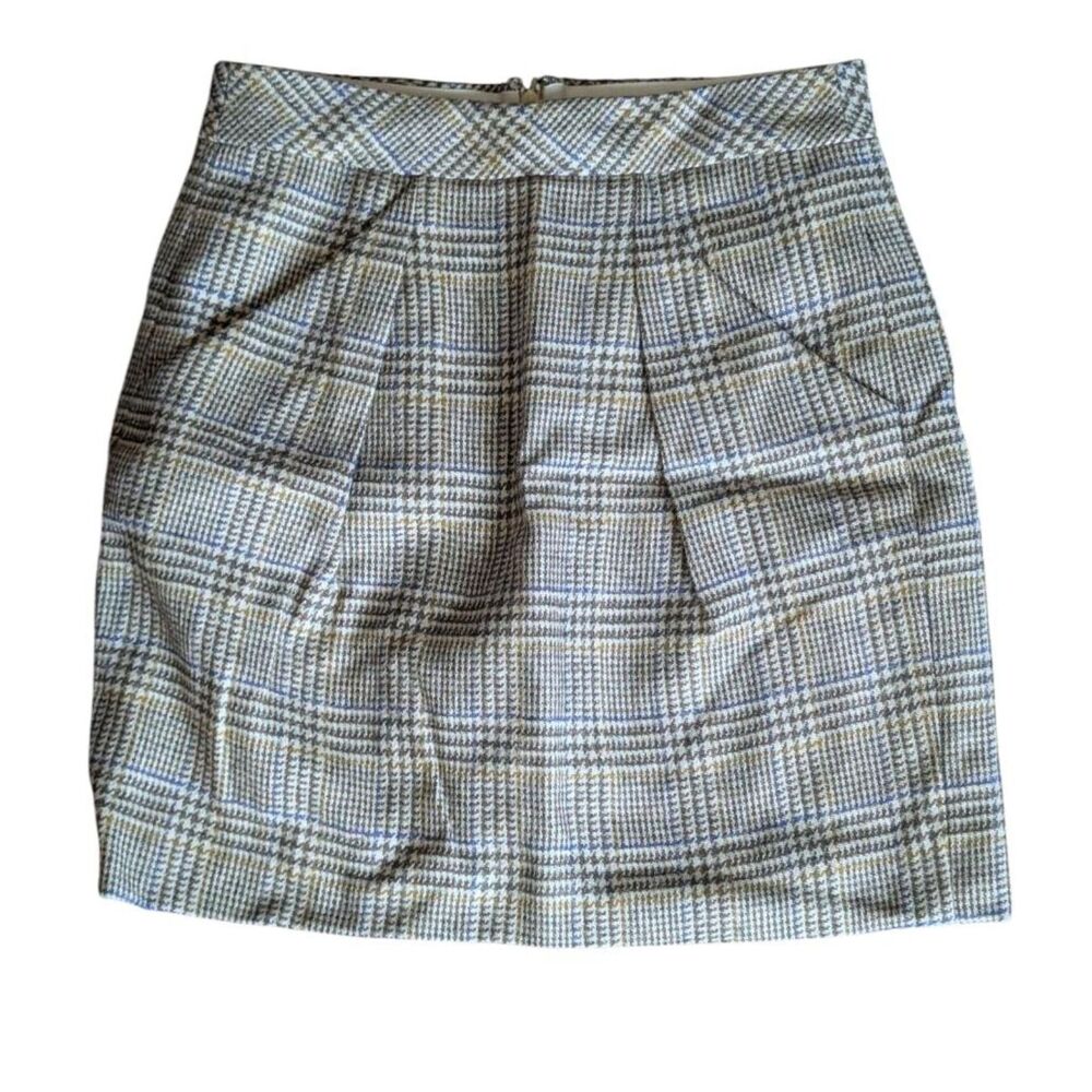 J.Crew 100% Wool Plaid Mini Skirt with Pleats Size 0 Classic Y2K Academia